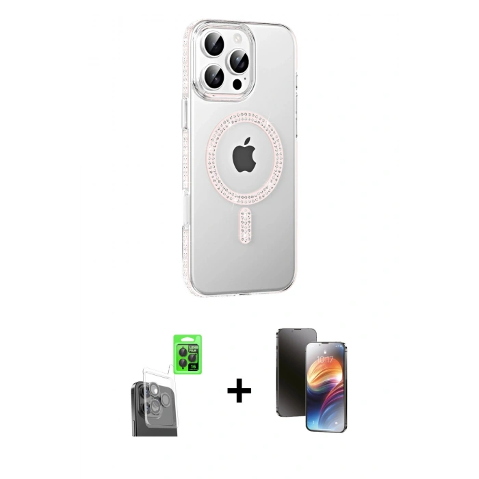 MARSİLYAN™- iPhone 16 Pro Max Kılıf Yörünge Koleksiyonu - Siyah 3D Antistatik Mat Seramik Nano Ekran Koruyucu + Raze Metal Kamera Lens - SH