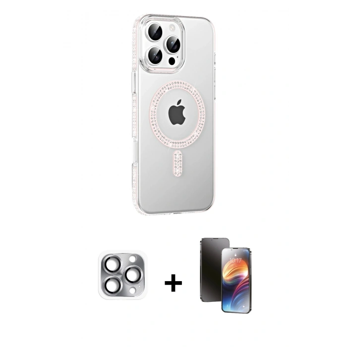 MARSİLYAN™- iPhone 16 Pro Max Kılıf Yörünge Koleksiyonu - Siyah 3D Antistatik Mat Seramik Nano Ekran Koruyucu + Pers Alüminyum Kamera Lens - GI