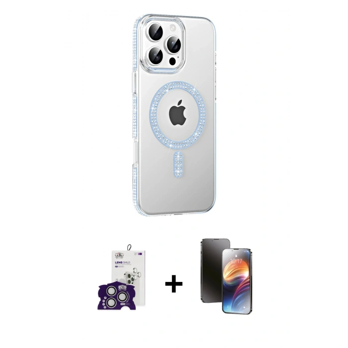 MARSİLYAN™- iPhone 16 Pro Max Kılıf Yörünge Koleksiyonu - Siyah 3D Antistatik Mat Seramik Nano Ekran Koruyucu + Bilvis Titan Kamera Lens - GS
