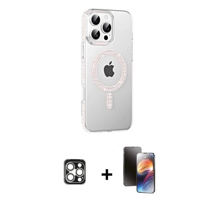 MARSİLYAN™- iPhone 16 Pro Max Kılıf Yörünge Koleksiyonu - Siyah 3D Antistatik Mat Seramik Nano Ekran Koruyucu + PVD Metal Kamera Lens - GS