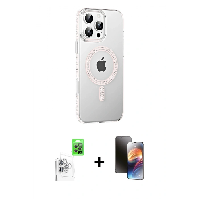 MARSİLYAN™- iPhone 16 Pro Max Kılıf Yörünge Koleksiyonu - Siyah 3D Antistatik Mat Seramik Nano Ekran Koruyucu + Raze Metal Kamera Lens - BZ