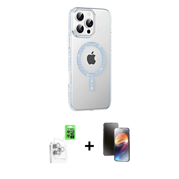 MARSİLYAN™- iPhone 16 Pro Max Kılıf Yörünge Koleksiyonu - Siyah 3D Antistatik Mat Seramik Nano Ekran Koruyucu + Raze Metal Kamera Lens - BZ