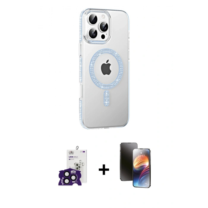 MARSİLYAN™- iPhone 16 Pro Max Kılıf Yörünge Koleksiyonu - Siyah 3D Antistatik Mat Seramik Nano Ekran Koruyucu + Bilvis Titan Kamera Lens - SH