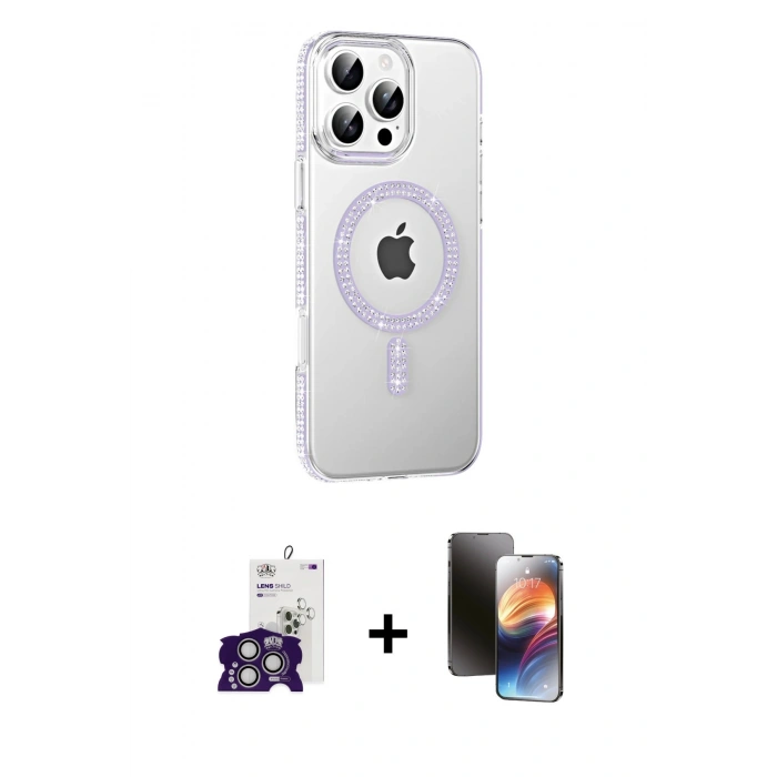 MARSİLYAN™- iPhone 16 Pro Max Kılıf Yörünge Koleksiyonu - Siyah 3D Antistatik Mat Seramik Nano Ekran Koruyucu + Bilvis Titan Kamera Lens - GS