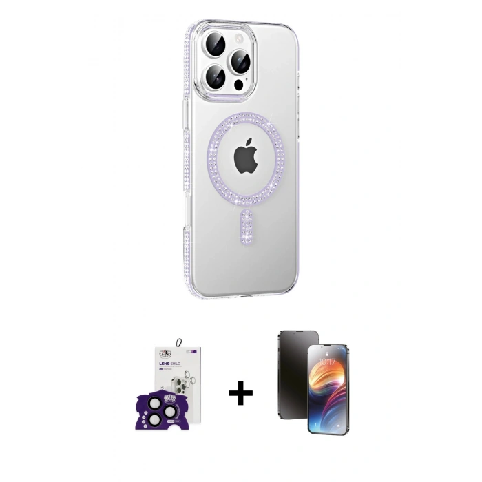 MARSİLYAN™- iPhone 16 Pro Max Kılıf Yörünge Koleksiyonu - Siyah 3D Antistatik Mat Seramik Nano Ekran Koruyucu + Bilvis Titan Kamera Lens - SH