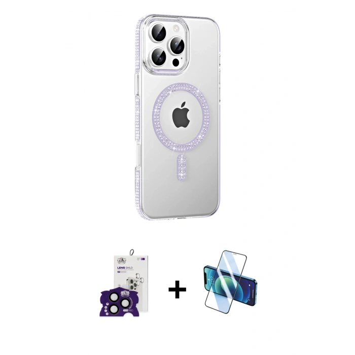 MARSİLYAN™- iPhone 16 Pro Max Kılıf Yörünge Koleksiyonu - Siyah 3D Antistatik Seramik Nano Ekran Koruyucu + Bilvis Titan Kamera Lens - SH