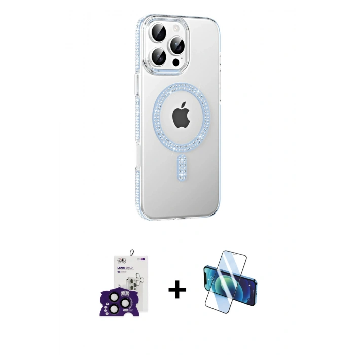 MARSİLYAN™- iPhone 16 Pro Max Kılıf Yörünge Koleksiyonu - Siyah 3D Antistatik Seramik Nano Ekran Koruyucu + Bilvis Titan Kamera Lens - SH