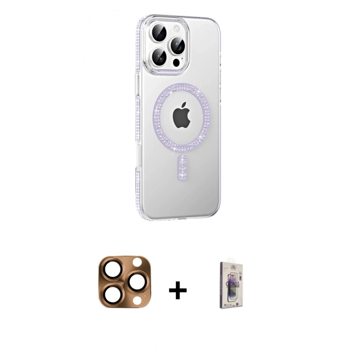 MARSİLYAN™- iPhone 16 Pro Max Kılıf Yörünge Koleksiyonu - Siyah Bilvis 3D Cam Ekran Koruyucu + Pers Alüminyum Kamera Lens - CLTM