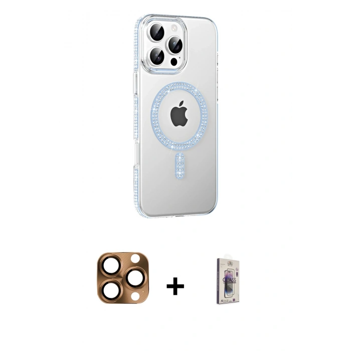 MARSİLYAN™- iPhone 16 Pro Max Kılıf Yörünge Koleksiyonu - Siyah Bilvis 3D Cam Ekran Koruyucu + Pers Alüminyum Kamera Lens - CLTM