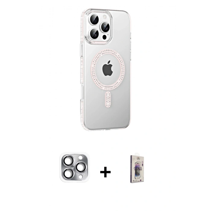 MARSİLYAN™- iPhone 16 Pro Max Kılıf Yörünge Koleksiyonu - Siyah Bilvis 3D Cam Ekran Koruyucu + Pers Alüminyum Kamera Lens - GI
