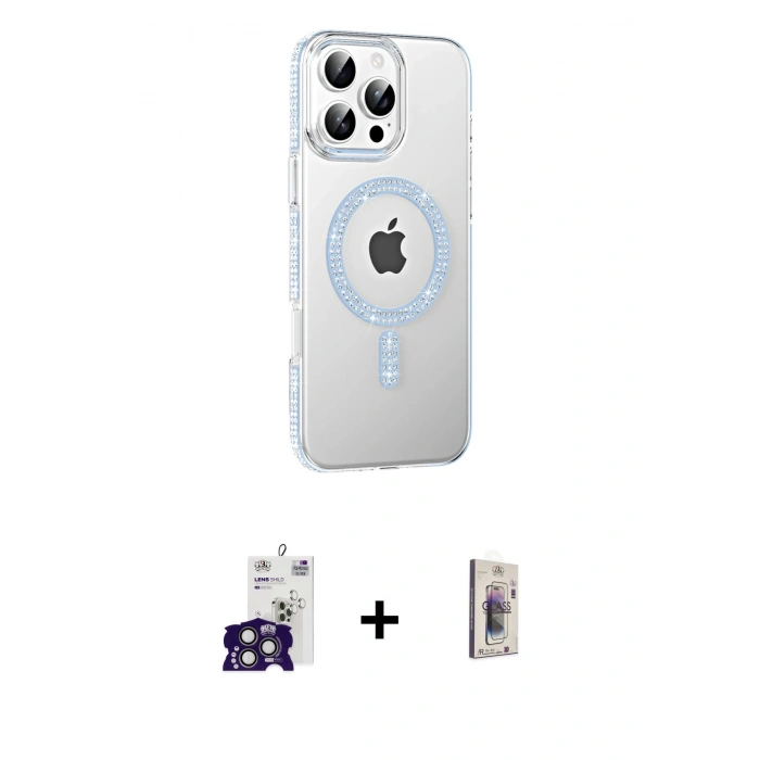 MARSİLYAN™- iPhone 16 Pro Max Kılıf Yörünge Koleksiyonu - Siyah Bilvis 3D Cam Ekran Koruyucu + Bilvis Titan Kamera Lens - TMGI