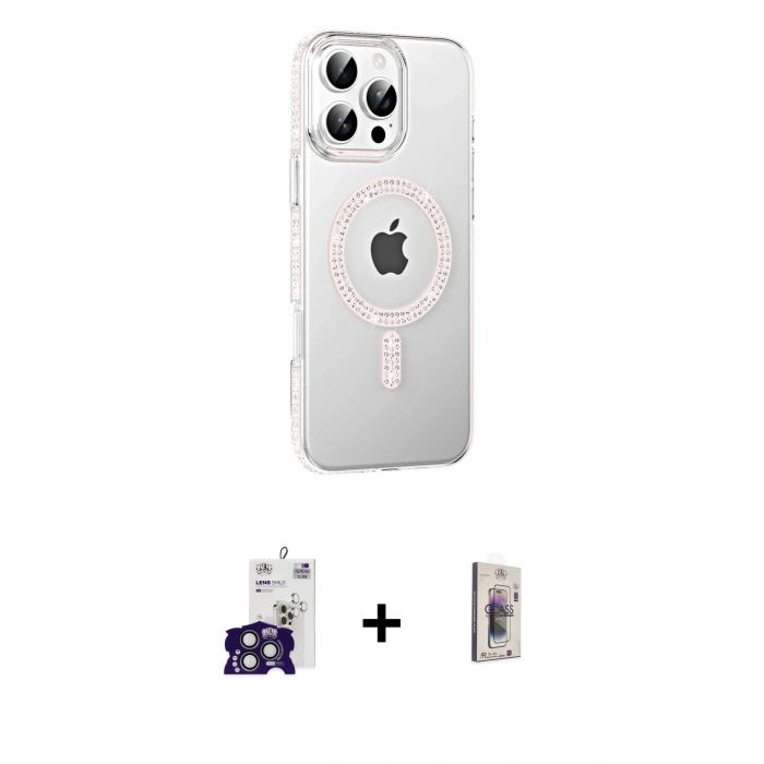 MARSİLYAN™- iPhone 16 Pro Max Kılıf Yörünge Koleksiyonu - Siyah Bilvis 3D Cam Ekran Koruyucu + Bilvis Titan Kamera Lens - TMGI