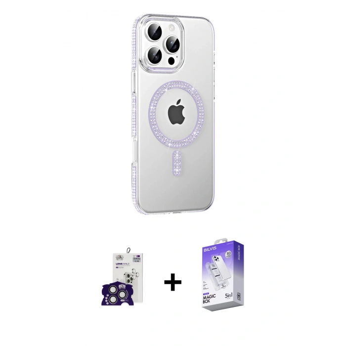 MARSİLYAN™- iPhone 16 Pro Max Kılıf Yörünge Koleksiyonu - Siyah Bilvis 5in1 3D Magic Cam Ekran Koruyucu + Bilvis Titan Kamera Lens - TMGI