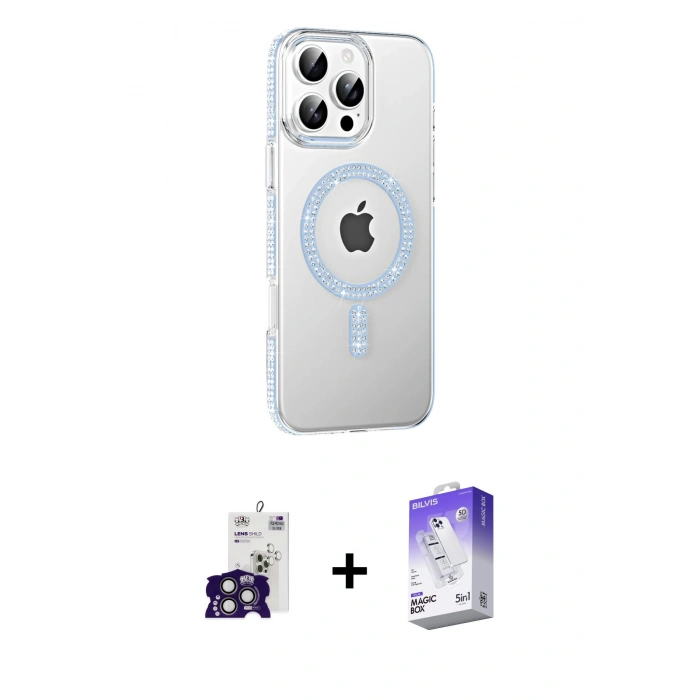 MARSİLYAN™- iPhone 16 Pro Max Kılıf Yörünge Koleksiyonu - Siyah Bilvis 5in1 3D Magic Cam Ekran Koruyucu + Bilvis Titan Kamera Lens - TMGI
