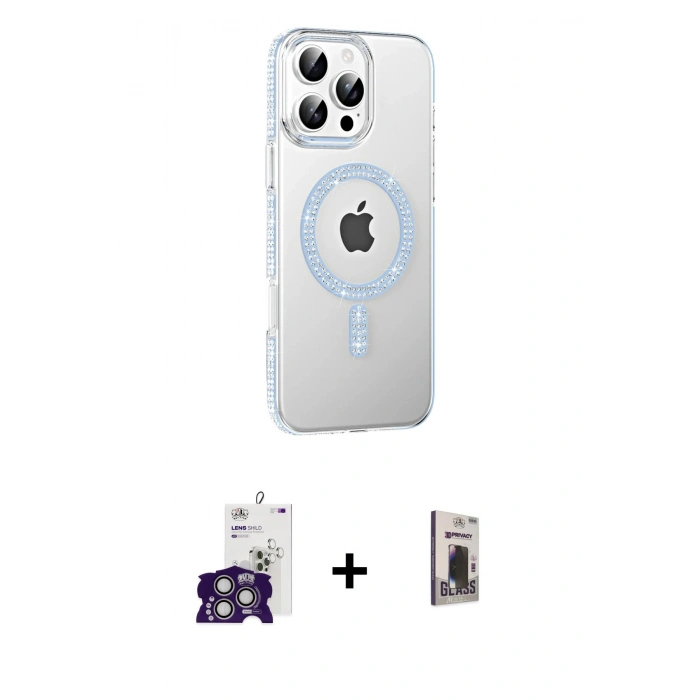 MARSİLYAN™- iPhone 16 Pro Max Kılıf Yörünge Koleksiyonu - Siyah Bilvis Hayalet Cam Ekran Koruyucu + Bilvis Titan Kamera Lens - GS