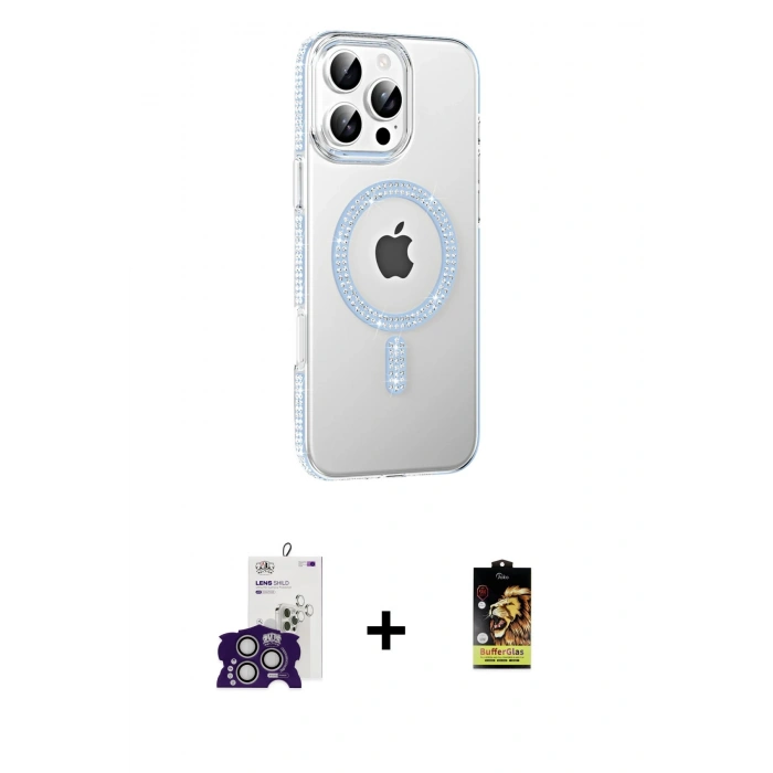 MARSİLYAN™- iPhone 16 Pro Max Kılıf Yörünge Koleksiyonu - Siyah Buffer Cam Ekran Koruyucu + Bilvis Titan Kamera Lens - GS