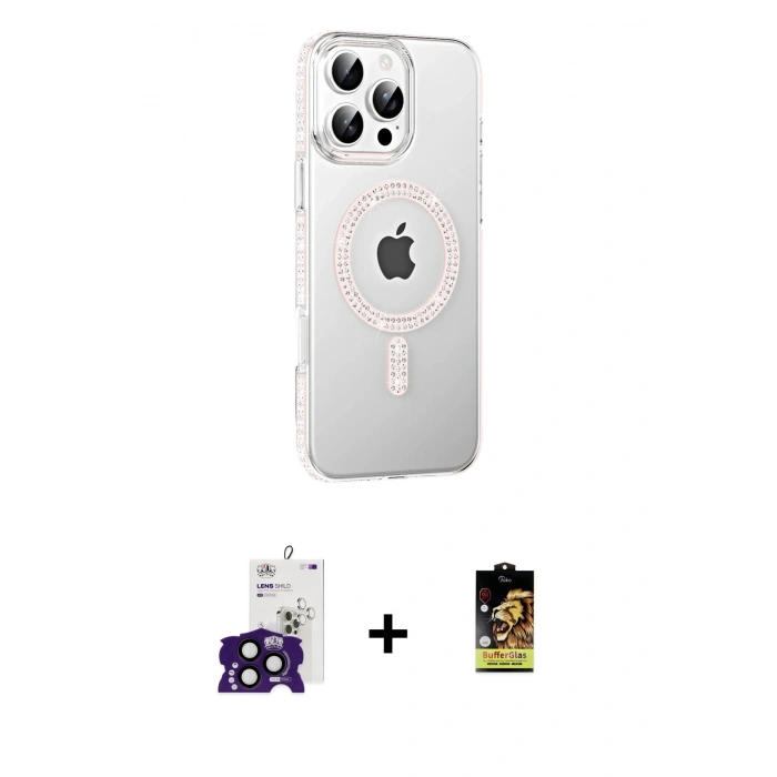 MARSİLYAN™- iPhone 16 Pro Max Kılıf Yörünge Koleksiyonu - Siyah Buffer Cam Ekran Koruyucu + Bilvis Titan Kamera Lens - SH