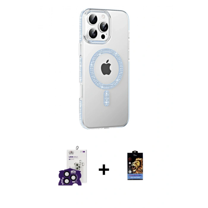 MARSİLYAN™- iPhone 16 Pro Max Kılıf Yörünge Koleksiyonu - Siyah Buffer Hayalet Cam Ekran Koruyucu + Bilvis Titan Kamera Lens - SH