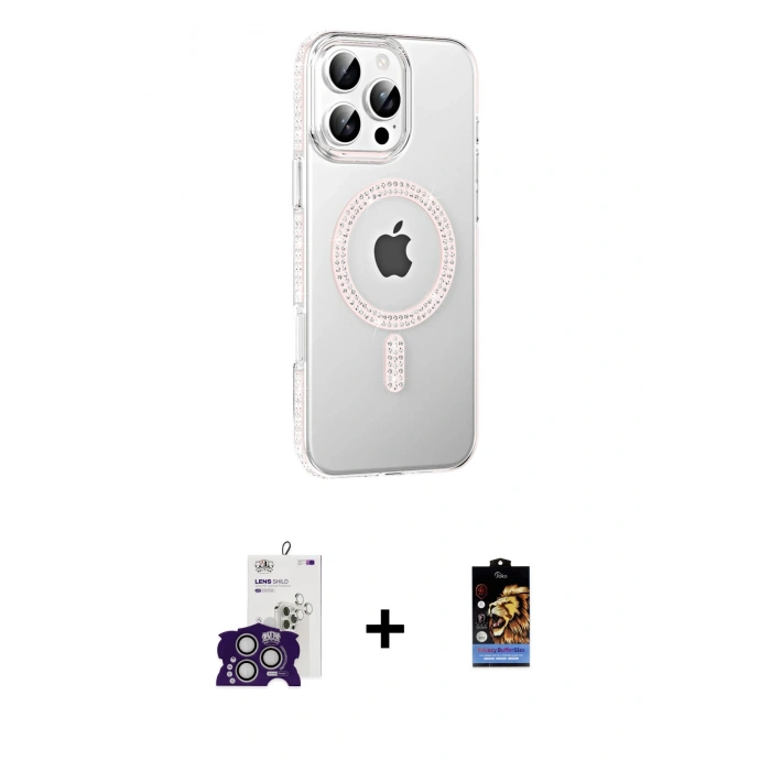 MARSİLYAN™- iPhone 16 Pro Max Kılıf Yörünge Koleksiyonu - Siyah Buffer Hayalet Cam Ekran Koruyucu + Bilvis Titan Kamera Lens - GS