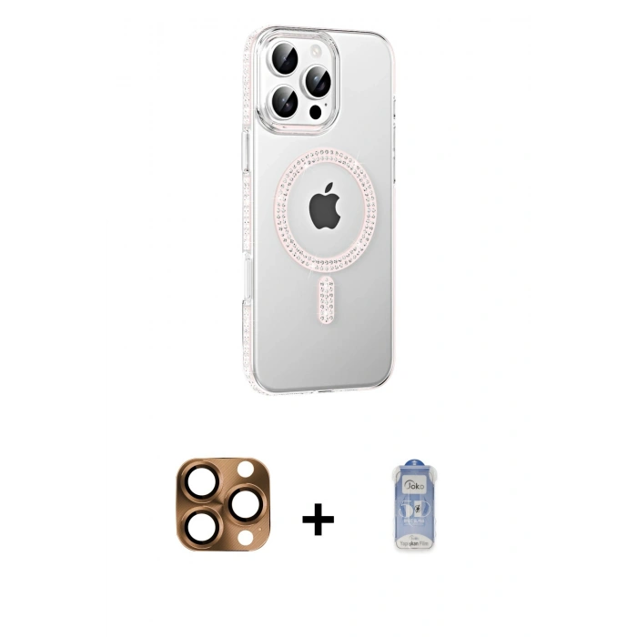 MARSİLYAN™- iPhone 16 Pro Max Kılıf Yörünge Koleksiyonu - Siyah Joko Magic 5D Cam + Pers Alüminyum Kamera Lens - CLTM