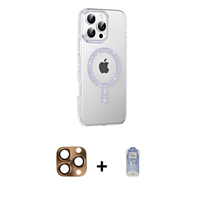 MARSİLYAN™- iPhone 16 Pro Max Kılıf Yörünge Koleksiyonu - Siyah Joko Magic 5D Cam + Pers Alüminyum Kamera Lens - CLTM