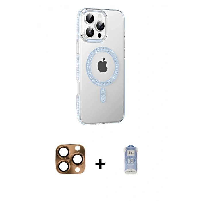 MARSİLYAN™- iPhone 16 Pro Max Kılıf Yörünge Koleksiyonu - Siyah Joko Magic 5D Cam + Pers Alüminyum Kamera Lens - CLTM