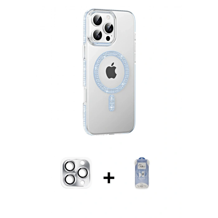 MARSİLYAN™- iPhone 16 Pro Max Kılıf Yörünge Koleksiyonu - Siyah Joko Magic 5D Cam + Pers Alüminyum Kamera Lens - GS