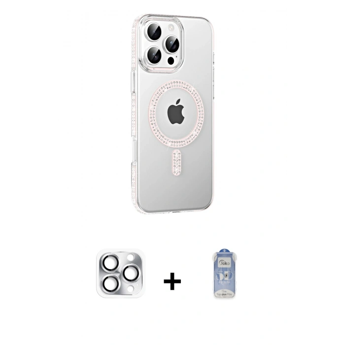MARSİLYAN™- iPhone 16 Pro Max Kılıf Yörünge Koleksiyonu - Siyah Joko Magic 5D Cam + Pers Alüminyum Kamera Lens - GS