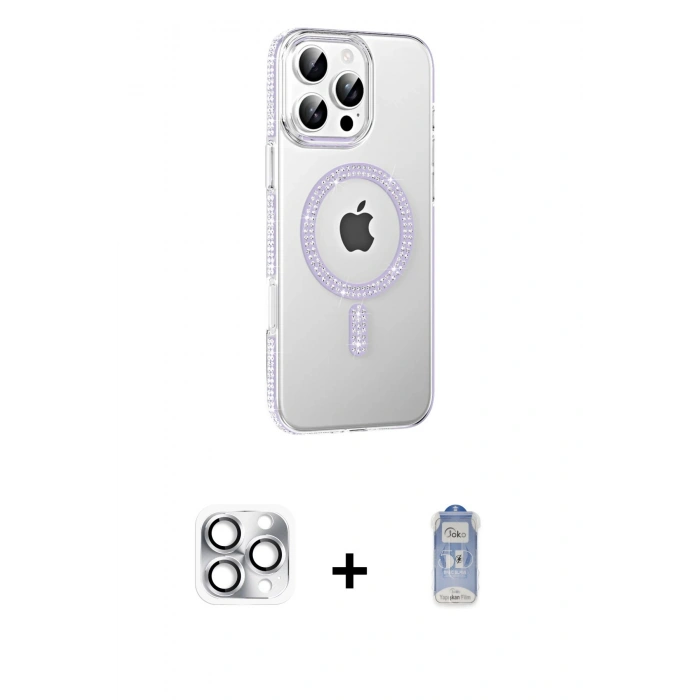 MARSİLYAN™- iPhone 16 Pro Max Kılıf Yörünge Koleksiyonu - Siyah Joko Magic 5D Cam + Pers Alüminyum Kamera Lens - GS