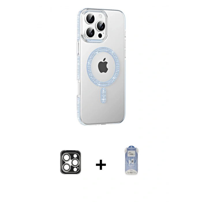 MARSİLYAN™- iPhone 16 Pro Max Kılıf Yörünge Koleksiyonu - Siyah Joko Magic 5D Cam + PVD Metal Kamera Lens - GS