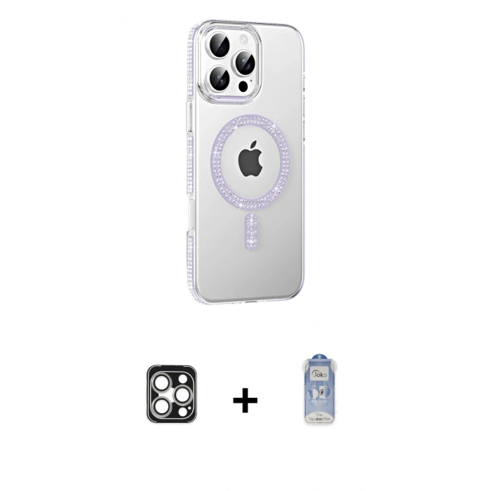 MARSİLYAN™- iPhone 16 Pro Max Kılıf Yörünge Koleksiyonu - Siyah Joko Magic 5D Cam + PVD Metal Kamera Lens - GS