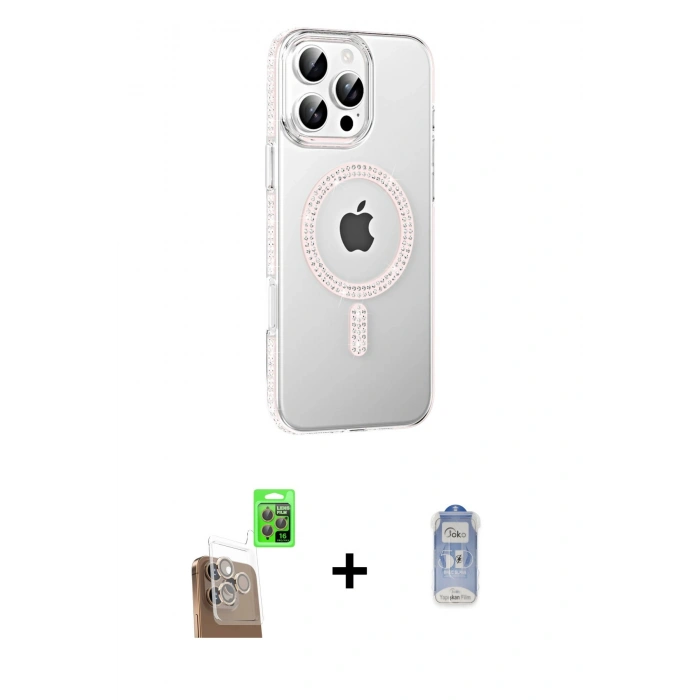 MARSİLYAN™- iPhone 16 Pro Max Kılıf Yörünge Koleksiyonu - Siyah Joko Magic 5D Cam + Raze Metal Kamera Lens - CLTM