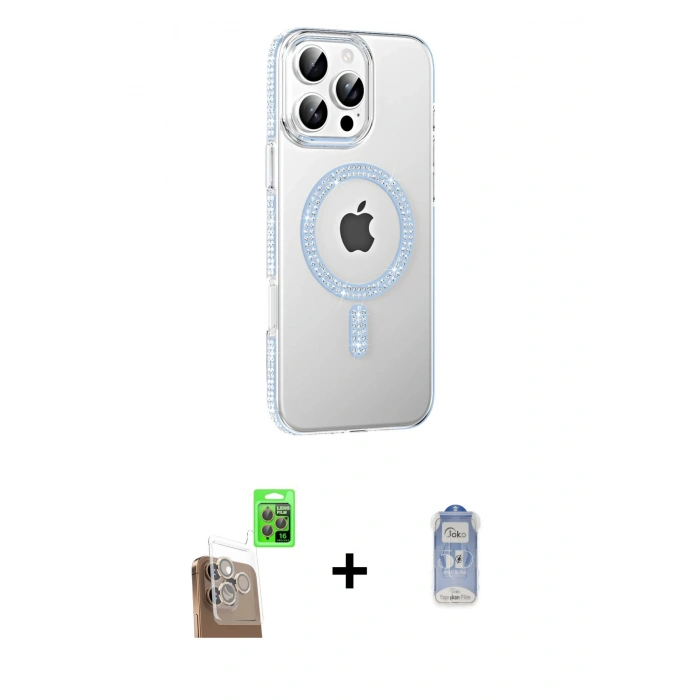 MARSİLYAN™- iPhone 16 Pro Max Kılıf Yörünge Koleksiyonu - Siyah Joko Magic 5D Cam + Raze Metal Kamera Lens - CLTM