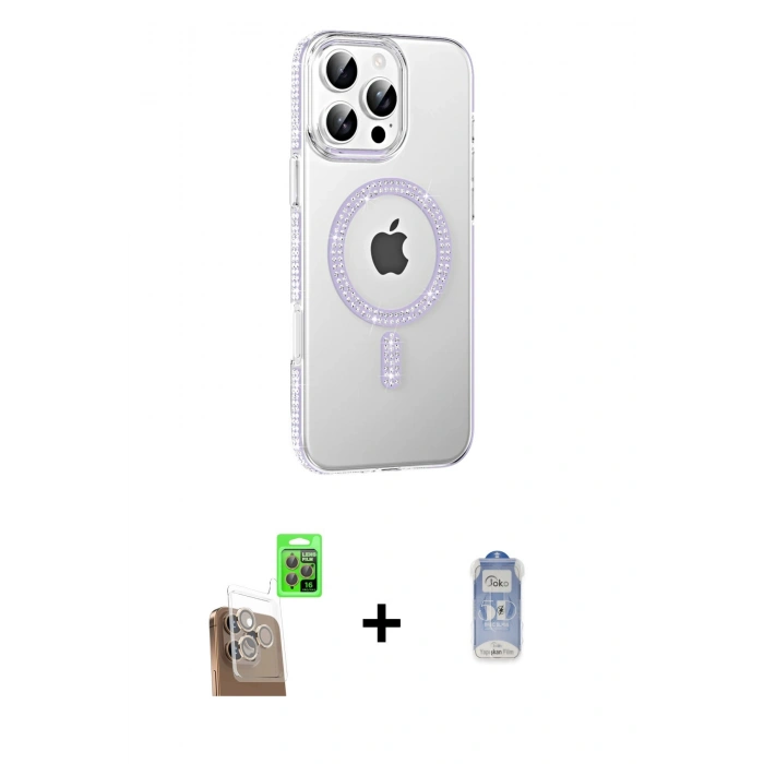MARSİLYAN™- iPhone 16 Pro Max Kılıf Yörünge Koleksiyonu - Siyah Joko Magic 5D Cam + Raze Metal Kamera Lens - CLTM