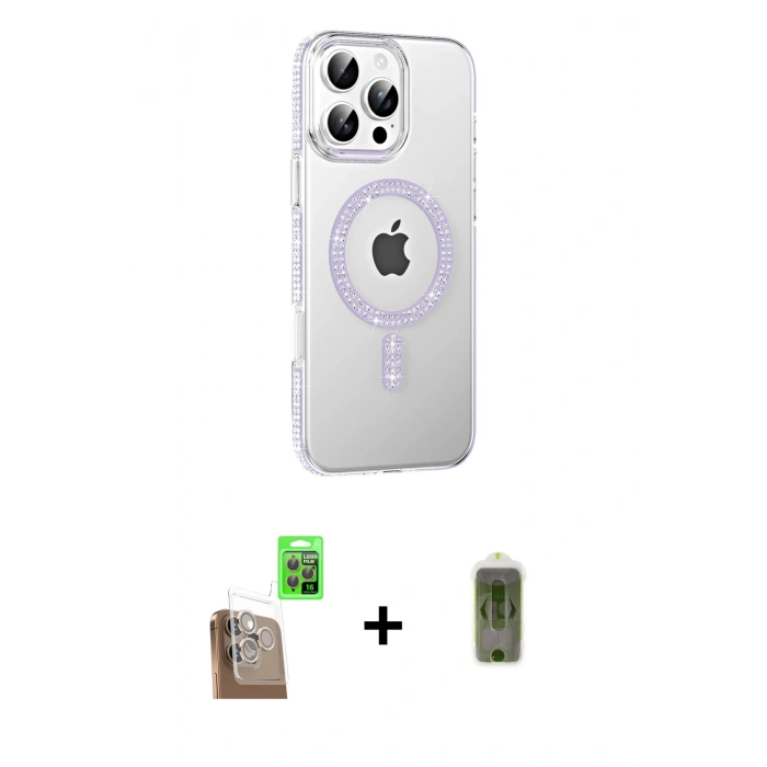 MARSİLYAN™- iPhone 16 Pro Max Kılıf Yörünge Koleksiyonu - Siyah Joko Magic 5D Hayalet Cam + Raze Metal Kamera Lens - CLTM