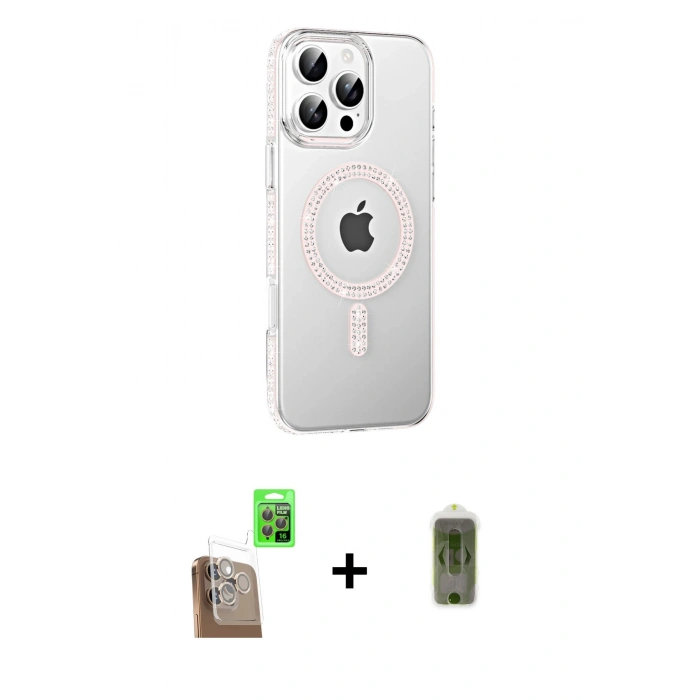 MARSİLYAN™- iPhone 16 Pro Max Kılıf Yörünge Koleksiyonu - Siyah Joko Magic 5D Hayalet Cam + Raze Metal Kamera Lens - CLTM