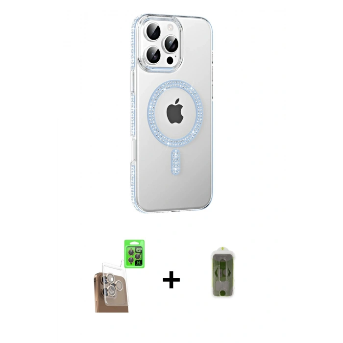 MARSİLYAN™- iPhone 16 Pro Max Kılıf Yörünge Koleksiyonu - Siyah Joko Magic 5D Hayalet Cam + Raze Metal Kamera Lens - CLTM