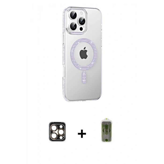 MARSİLYAN™- iPhone 16 Pro Max Kılıf Yörünge Koleksiyonu - Siyah Joko Magic 5D Hayalet Cam + PVD Metal Kamera Lens - GD