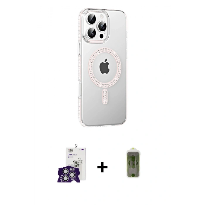 MARSİLYAN™- iPhone 16 Pro Max Kılıf Yörünge Koleksiyonu - Siyah Joko Magic 5D Hayalet Cam + Bilvis Titan Kamera Lens - GS
