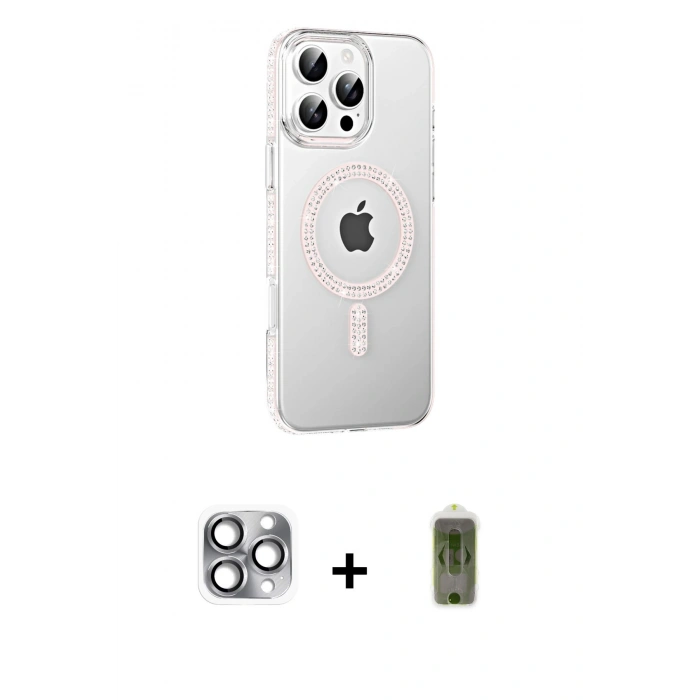 MARSİLYAN™- iPhone 16 Pro Max Kılıf Yörünge Koleksiyonu - Siyah Joko Magic 5D Hayalet Cam + Pers Alüminyum Kamera Lens - GI