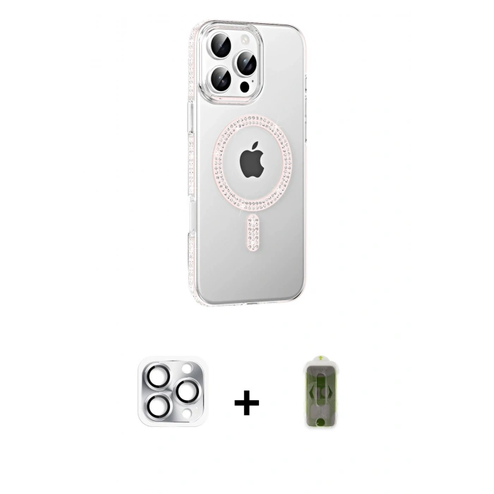 MARSİLYAN™- iPhone 16 Pro Max Kılıf Yörünge Koleksiyonu - Siyah Joko Magic 5D Hayalet Cam + Pers Alüminyum Kamera Lens - GS