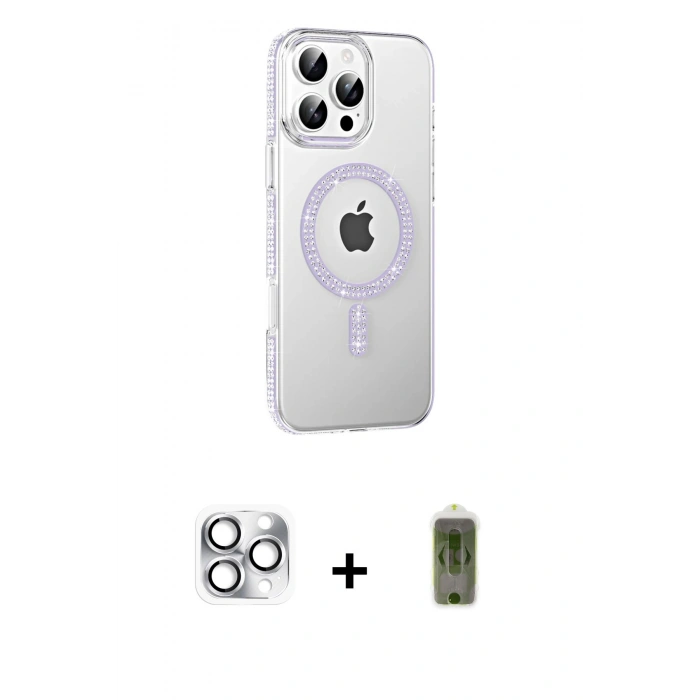 MARSİLYAN™- iPhone 16 Pro Max Kılıf Yörünge Koleksiyonu - Siyah Joko Magic 5D Hayalet Cam + Pers Alüminyum Kamera Lens - GS
