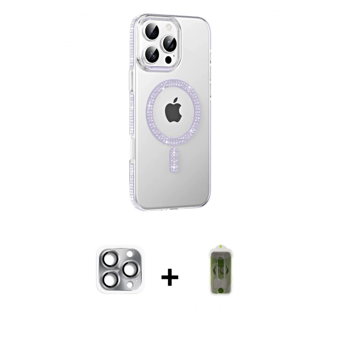 MARSİLYAN™- iPhone 16 Pro Max Kılıf Yörünge Koleksiyonu - Siyah Joko Magic 5D Hayalet Cam + Pers Alüminyum Kamera Lens - GI