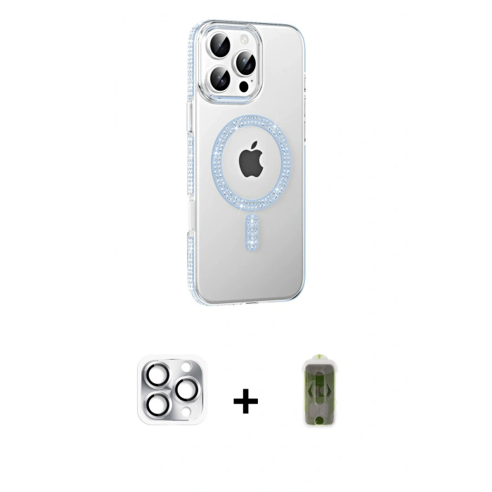 MARSİLYAN™- iPhone 16 Pro Max Kılıf Yörünge Koleksiyonu - Siyah Joko Magic 5D Hayalet Cam + Pers Alüminyum Kamera Lens - GS