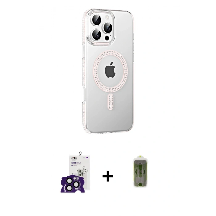 MARSİLYAN™- iPhone 16 Pro Max Kılıf Yörünge Koleksiyonu - Siyah Joko Magic 5D Hayalet Cam + Bilvis Titan Kamera Lens - SH