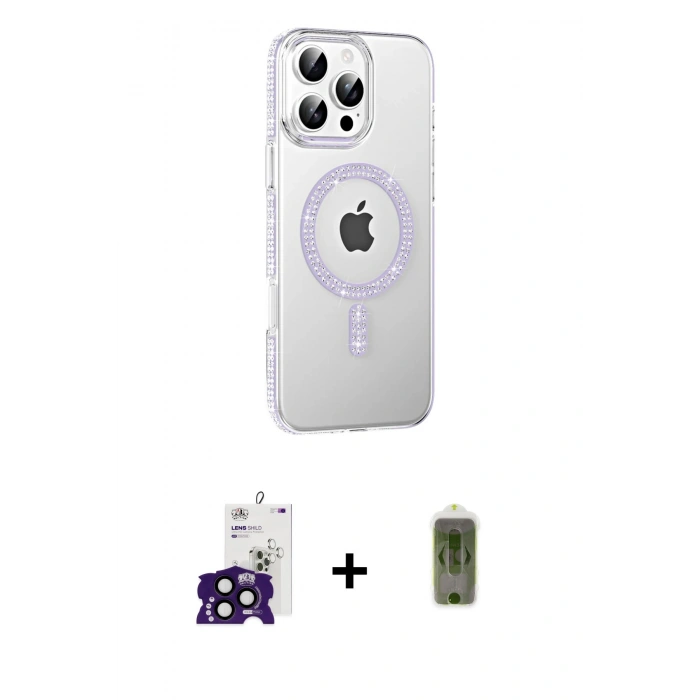 MARSİLYAN™- iPhone 16 Pro Max Kılıf Yörünge Koleksiyonu - Siyah Joko Magic 5D Hayalet Cam + Bilvis Titan Kamera Lens - SH