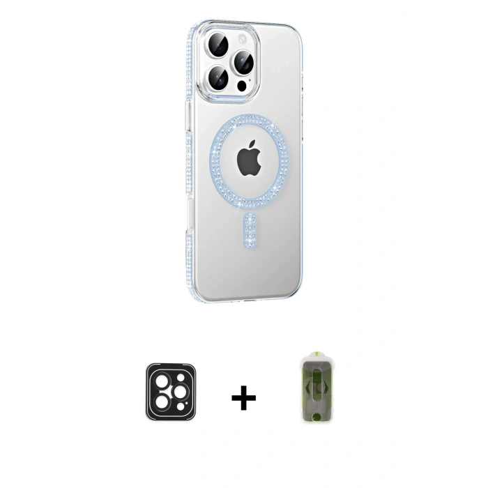 MARSİLYAN™- iPhone 16 Pro Max Kılıf Yörünge Koleksiyonu - Siyah Joko Magic 5D Hayalet Cam + PVD Metal Kamera Lens - SH