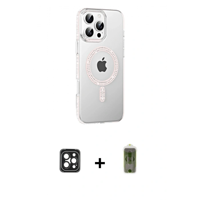 MARSİLYAN™- iPhone 16 Pro Max Kılıf Yörünge Koleksiyonu - Siyah Joko Magic 5D Hayalet Cam + PVD Metal Kamera Lens - SH