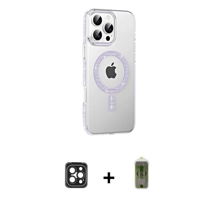 MARSİLYAN™- iPhone 16 Pro Max Kılıf Yörünge Koleksiyonu - Siyah Joko Magic 5D Hayalet Cam + PVD Metal Kamera Lens - SH