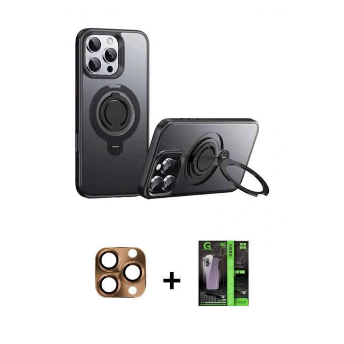 MARSİLYAN™- iPhone 16 Pro Max Kılıf Zirve Çizgi Prime - Şeffaf 360 Full Body Arka Koruyucu + Pers Alüminyum Kamera Lens - CLTM